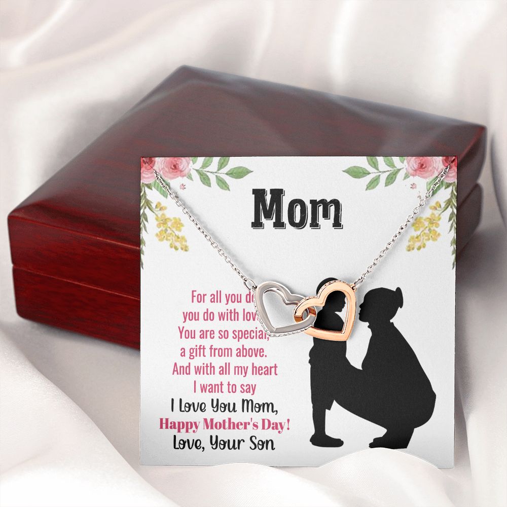 To My Mom Necklace, Gift For Mom, Mother's Day Gift from Daughter, Mom Jewelry Gift for Mothers Day, Birthday Gift for Mother, Moms Gift from Daughter Son, Necklace for Mom Mother22 Interlocking Hearts Necklace