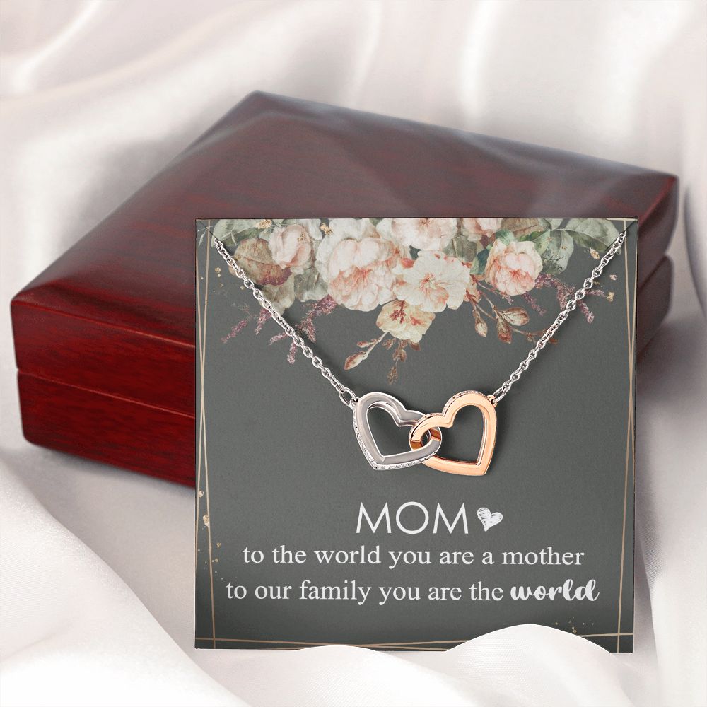 Mom Necklace Gifts for Mom from Daughter to Mom Gifts for Mothers Day from Daughter, To My Mom Necklace from Daughter to Mom Birthday Gifts Necklace with Message Card and Gift Box4 Interlocking Hearts Necklace