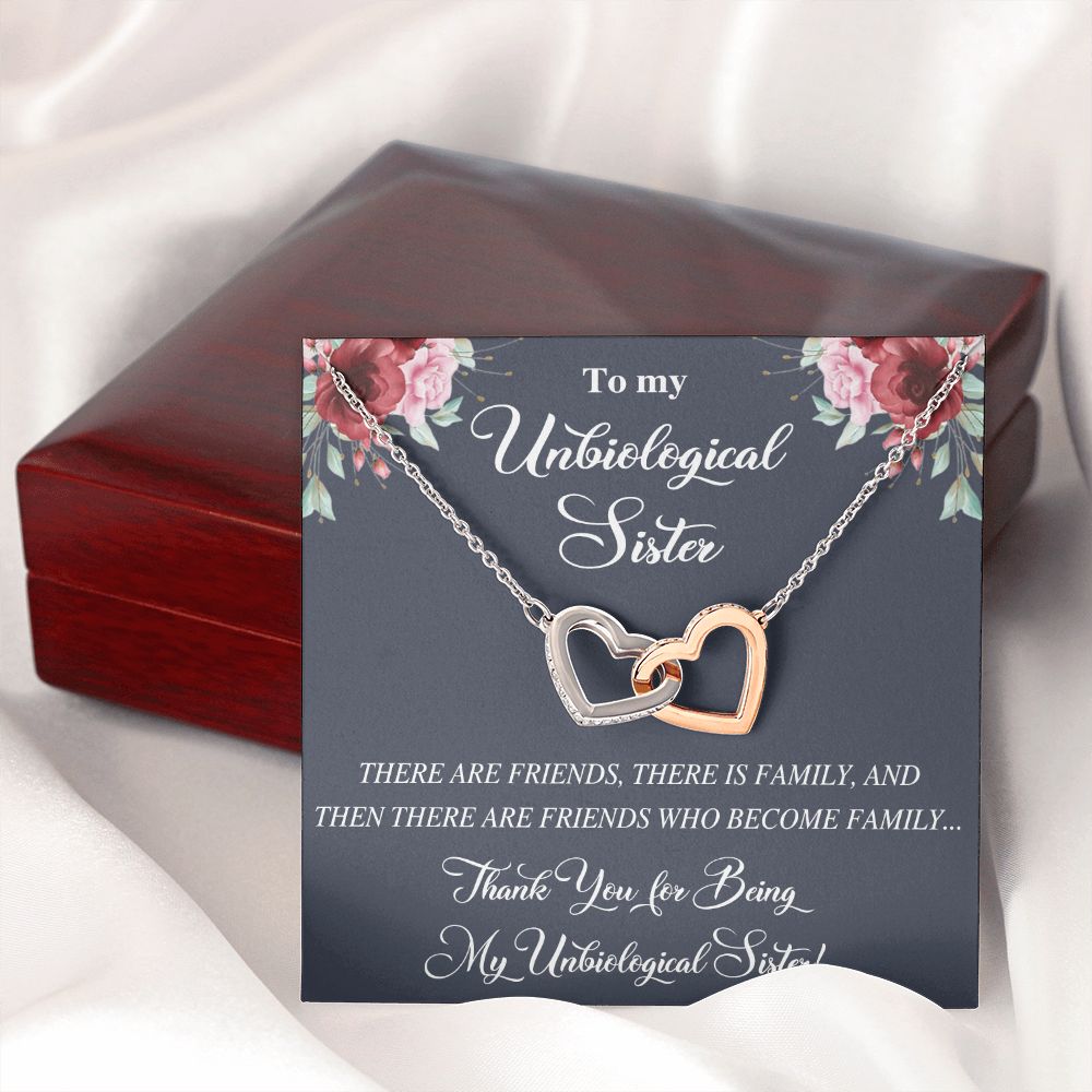 Unbiological Sister Alluring Beautiful Necklace, Best Friend Necklace, Soul Gift Interlocking Hearts Necklace