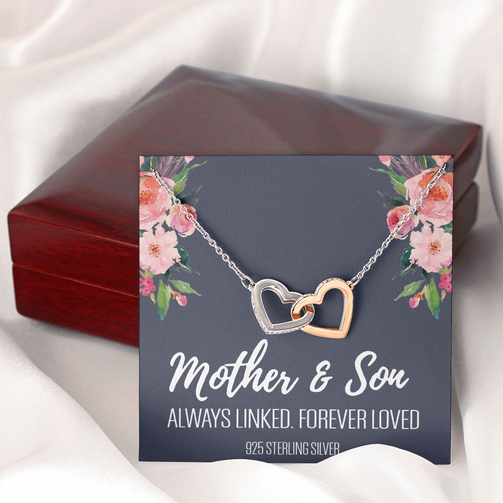 Gift For Mom From Son, Mother Son Gifts, Happy Mother's Day Necklace, Mom Gift Interlocking Hearts Necklace