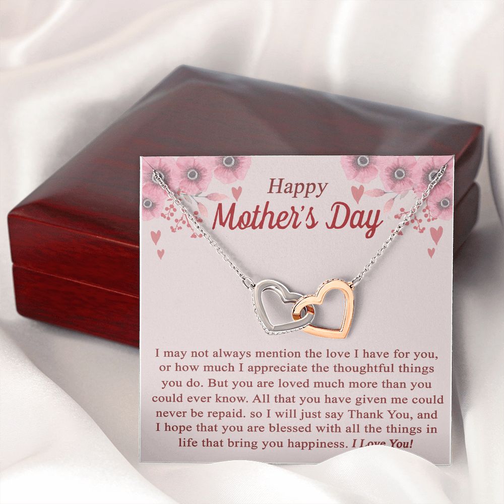 vTo My Mom Angel Mother Necklace Pendant Gift From Daughter Or Son With Message Card Gift For Mom Interlocking Hearts Necklace