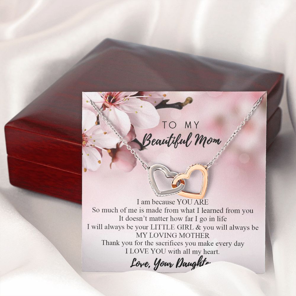 Mom Necklace Gifts for Mom from Daughter to Mom Gifts for Mothers Day from Daughter, To My Mom Necklace from Daughter to Mom Birthday Gifts Necklace with Message Card and Gift Box2246 Interlocking Hearts Necklace