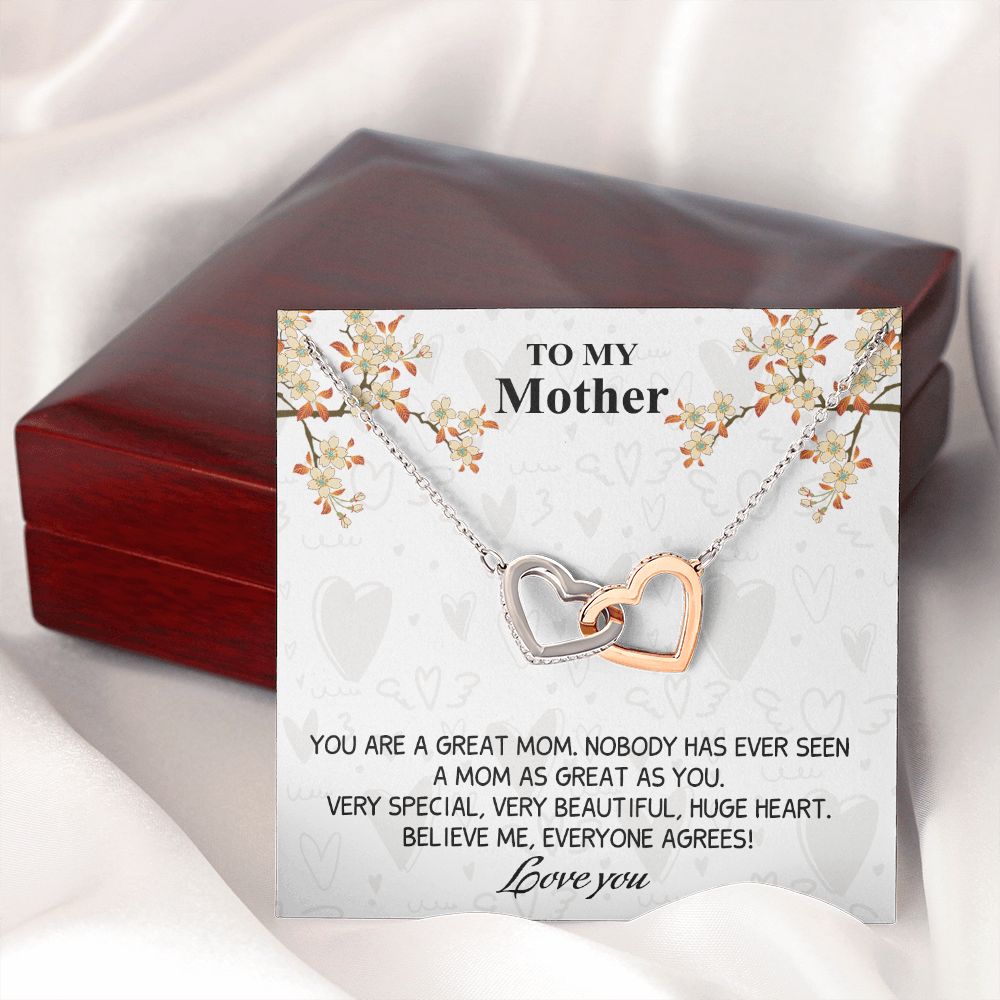 Mom Necklace Gifts for Mom from Daughter to Mom Gifts for Mothers Day from Daughter, To My Mom Necklace from Daughter to Mom Birthday Gifts Necklace with Message Card and Gift Box8 Interlocking Hearts Necklace