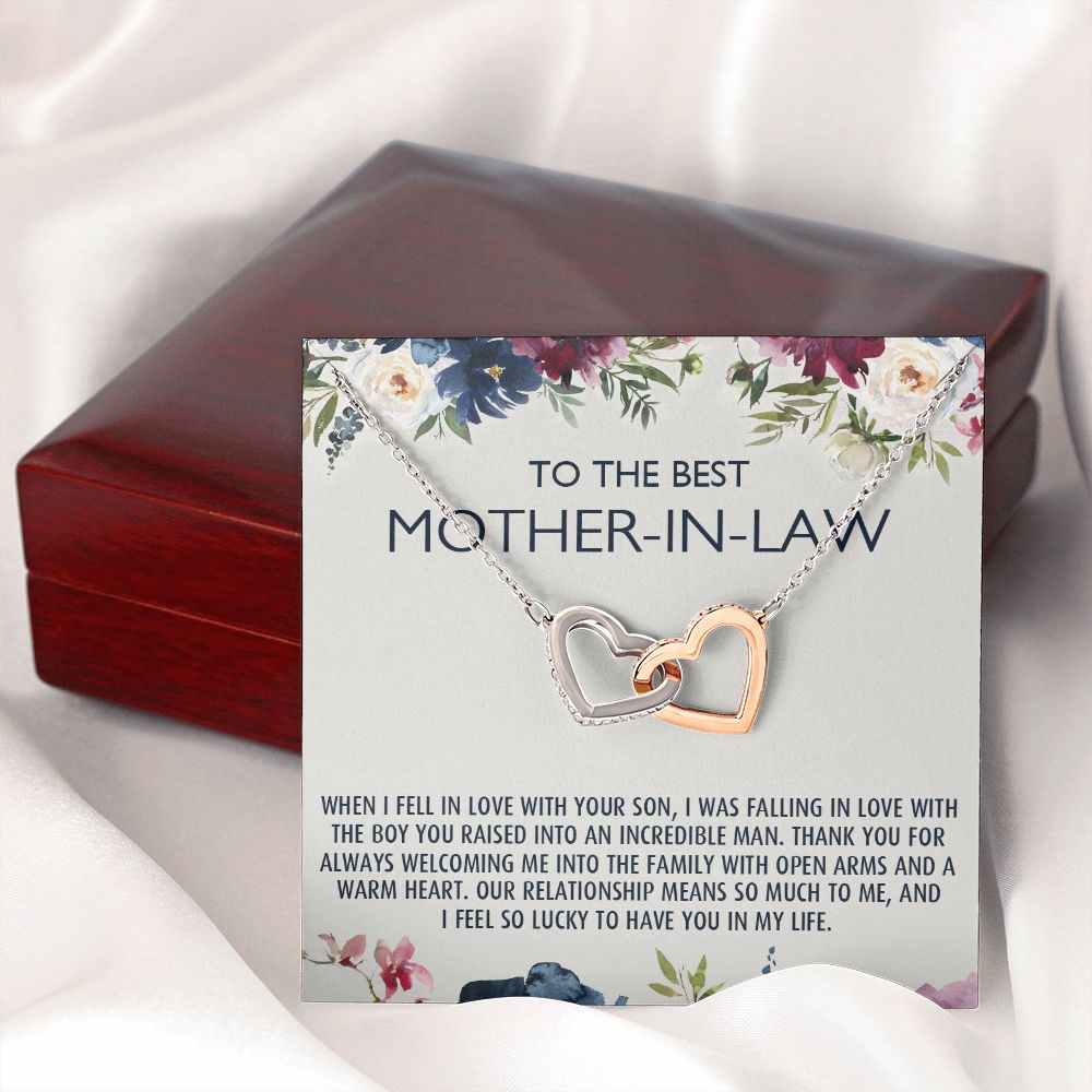 To My Mother-In-Law Gift Mothers Day Gift Necklace Mother-In-Law Gifts Jewelry Interlocking Hearts Necklace