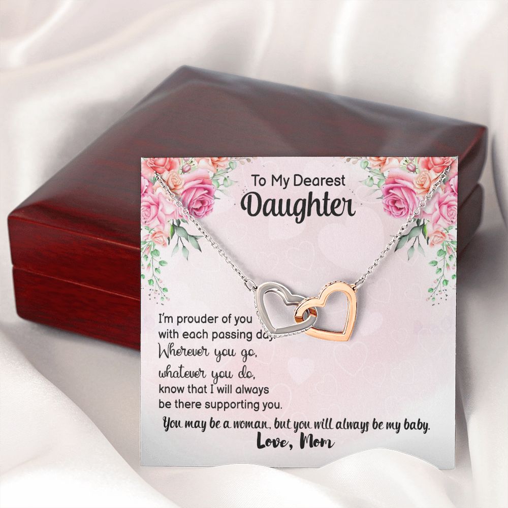 To My Daughter Necklace Gift from Mom, Mother and Daughter Jewelry Necklace for Girls, Mother Daughter Gift Ideas, Jewelry Pendant Necklace Interlocking Hearts Necklace