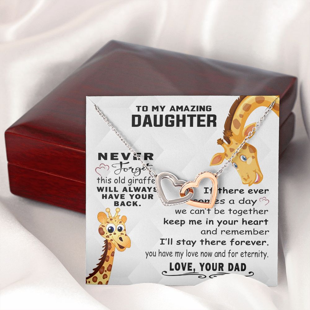 Jewelry Pendant Present for Daughter, To My Daughter Gift Necklace from Mom, Mother Daughter Gift Ideas, Birthday Christmas Gift Graduation Gifts for Daughters, Mother and Daughter Necklace 18 Interlocking Hearts Necklace