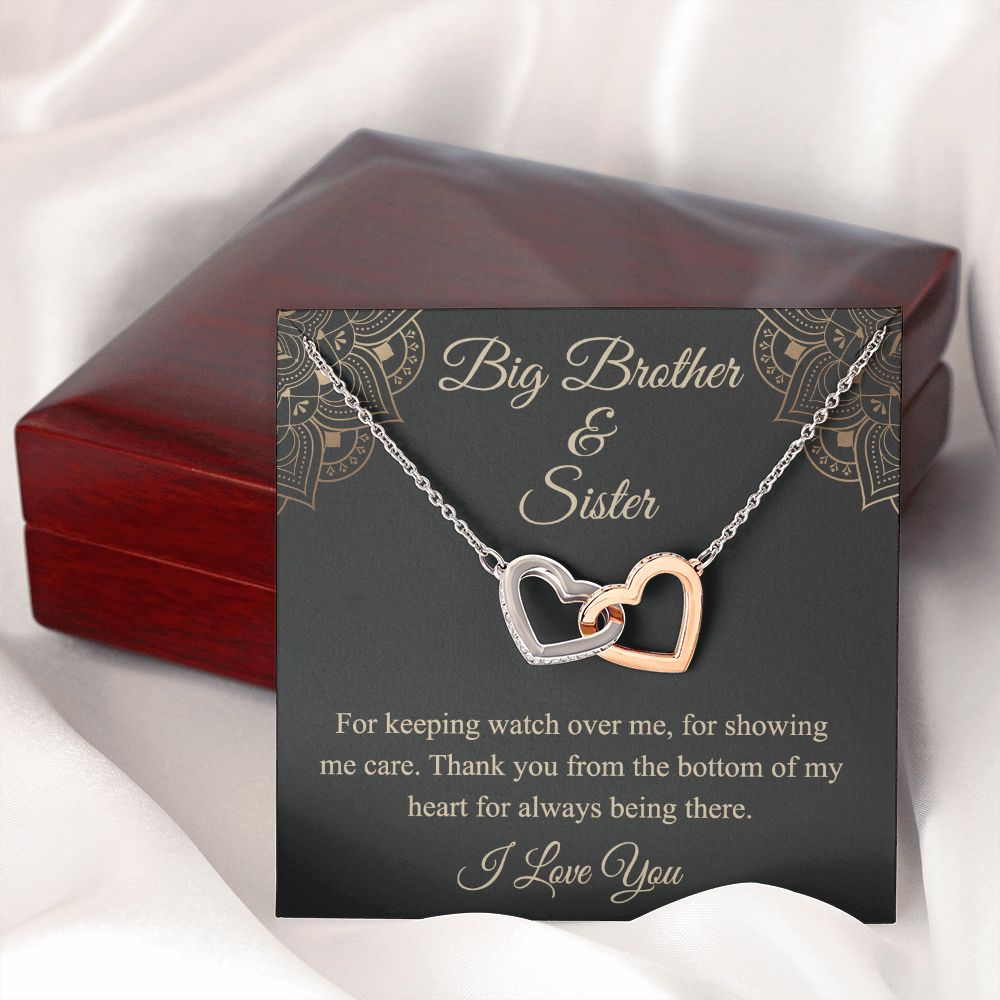 Brother Christmas Gift Chain Necklace, Christmas Gift for Brother from Sister Interlocking Hearts Necklace