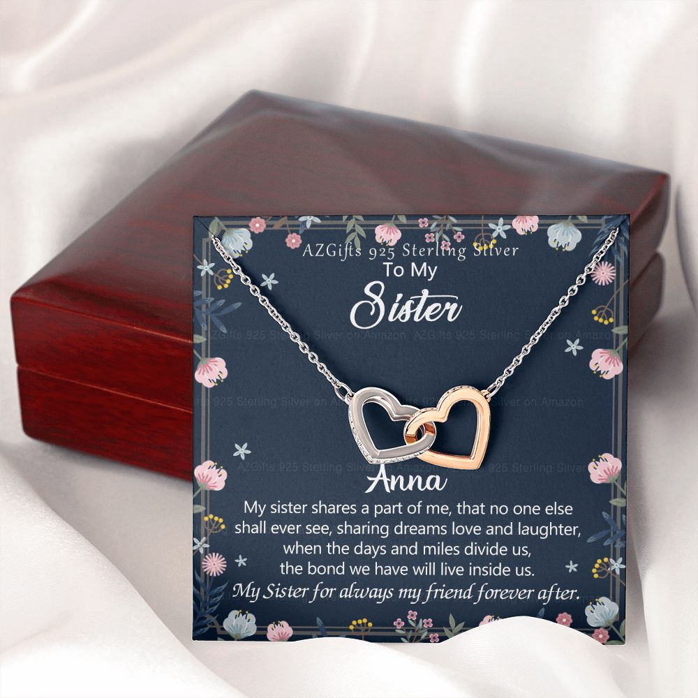 To My Sister Necklace, Pendant Inspirational Jewelry for Women Teen Girl, Keepsake Family and Friendship Gifts, Gift for Sisters, Necklace for Sisters, Sisters Jewelry 301 Interlocking Hearts Necklace