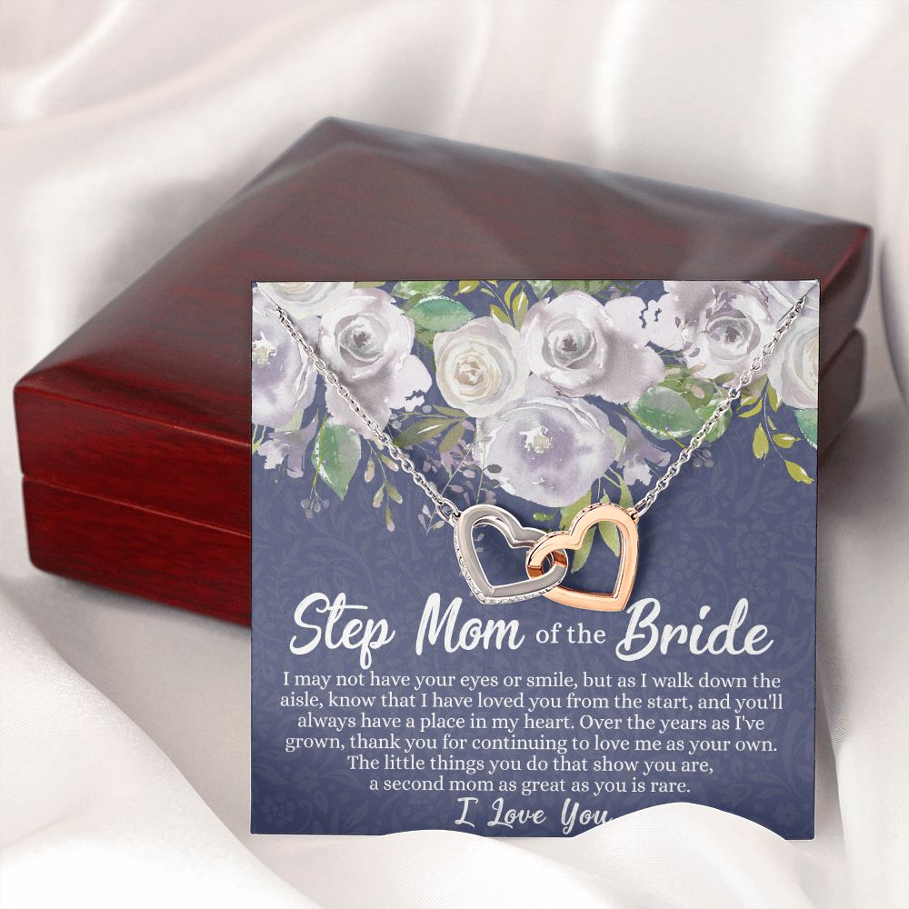 To My Stepmother of the Bride Necklace, Stepmother of the Bride Gifts Idea, Necklace for Stepmom of the Bride Gifts, Wedding Gifts for Stepmom, Gifts for Step Mother of the Bride Interlocking Hearts Necklace