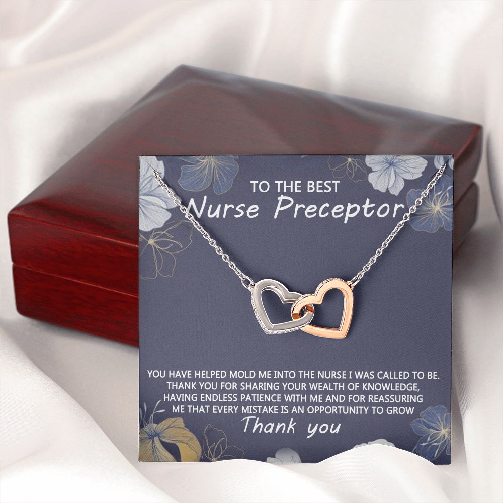Congratulations Jewelry Necklace, Nurse Preceptor Gift, nurse preceptor Jewelry thank you Card Necklace To The Best Nurse Preceptor Necklace On Graduation Gift Necklace Graduation Gift for Her Interlocking Hearts Necklace
