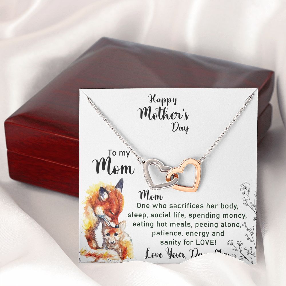 Mom Necklace Gifts for Mom from Daughter to Mom Gifts for Mothers Day from Daughter, To My Mom Necklace from Daughter to Mom Birthday Gifts Necklace with Message Card and Gift Box2223 Interlocking Hearts Necklace