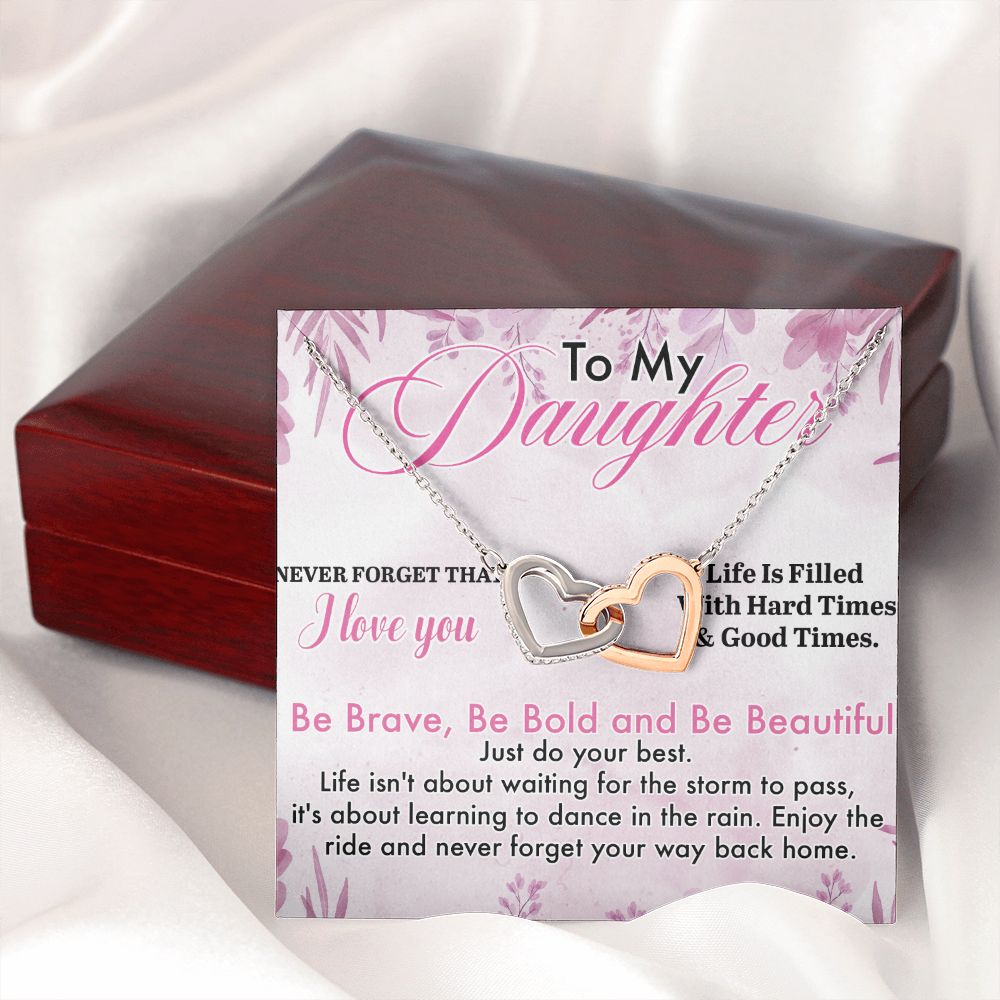 Mother Daughter Gift Ideas, To My Daughter Gift Necklace from Mom, Jewelry Pendant Present for Daughter, Birthday Christmas Gift Graduation Gifts for Daughters, Mother and Daughter Necklace 28 Interlocking Hearts Necklace