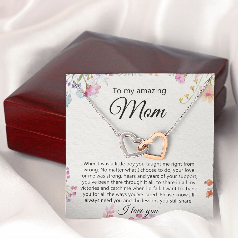 To My Amazing Mom Necklace for Mother Day Gift From Son, Gift For Mom From Son, Necklace Gift For Mom Son Gift For Mother Gift Thank You Mom, Mother Necklace Birthday Gift for Mom Interlocking Hearts Necklace