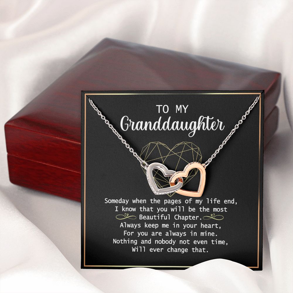 To my Granddaughter Necklace Gift For Granddaughter Birthday Congrats Graduation Interlocking Hearts Necklace