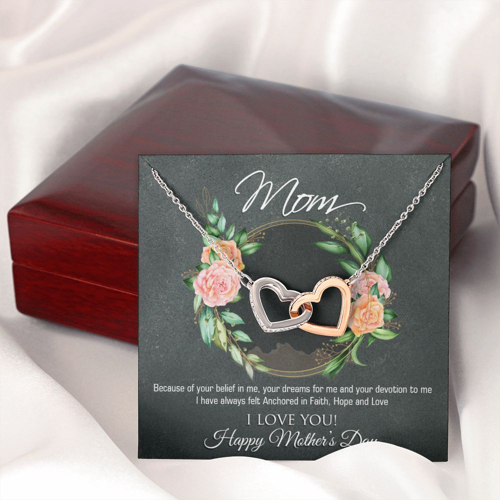 To My Mom Flower Necklace Pendant Gift From Daughter Your Belief In Me With Message Card Gift For Mom Interlocking Hearts Necklace