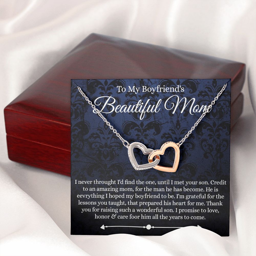 To My Boyfriend's Mom Mother's Day Necklace, Mother-in-law Necklace, Necklace Gift For Boyfriend’s Mom, To My Boyfriends Mom Gift, Future Mother-in-law Necklace for Boyfriend's Mom Interlocking Hearts Necklace