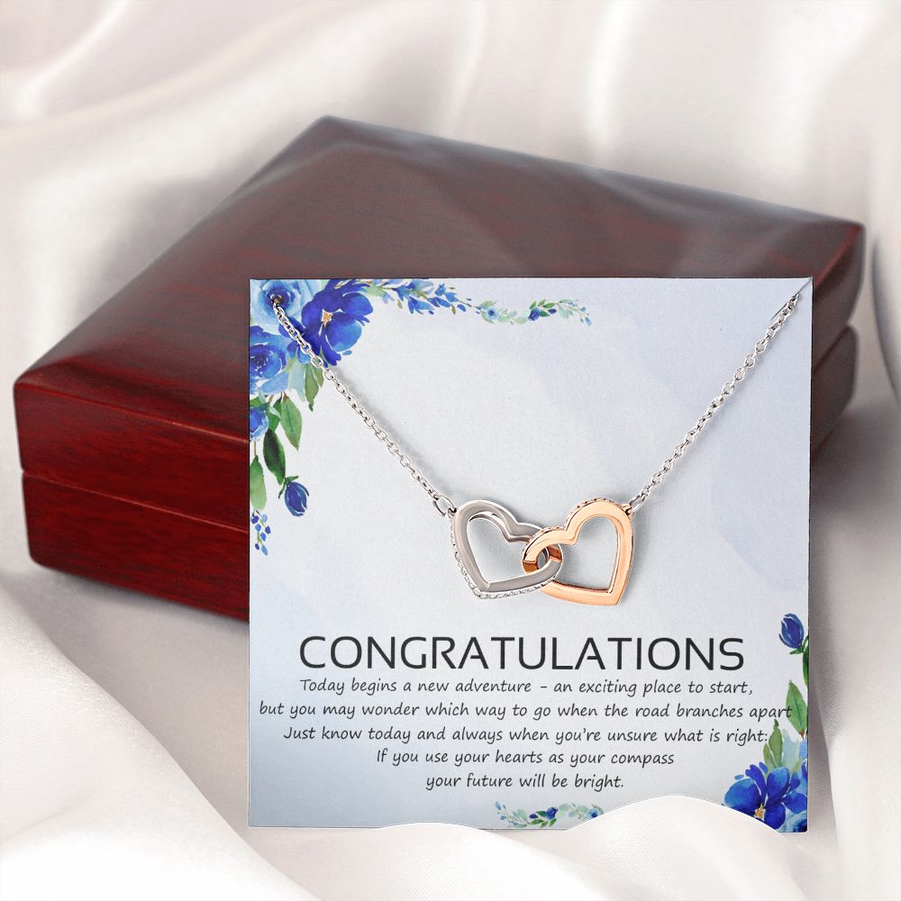 Graduation Compass Necklace - Perfect gift to say congratulations to high school Congrats Graduation Pendants Gift For Daughter, Granddaughter, Niece, Sister Interlocking Hearts Necklace