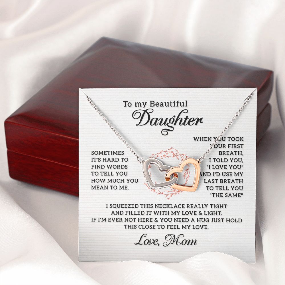 To My Beautiful Daughter Necklace from Mom, Mother and Daughter Necklace, Gift for Daughter, Necklace for Daughter, Gift for Daughter from Mom, Daughter Gift from Mother 301 Interlocking Hearts Necklace