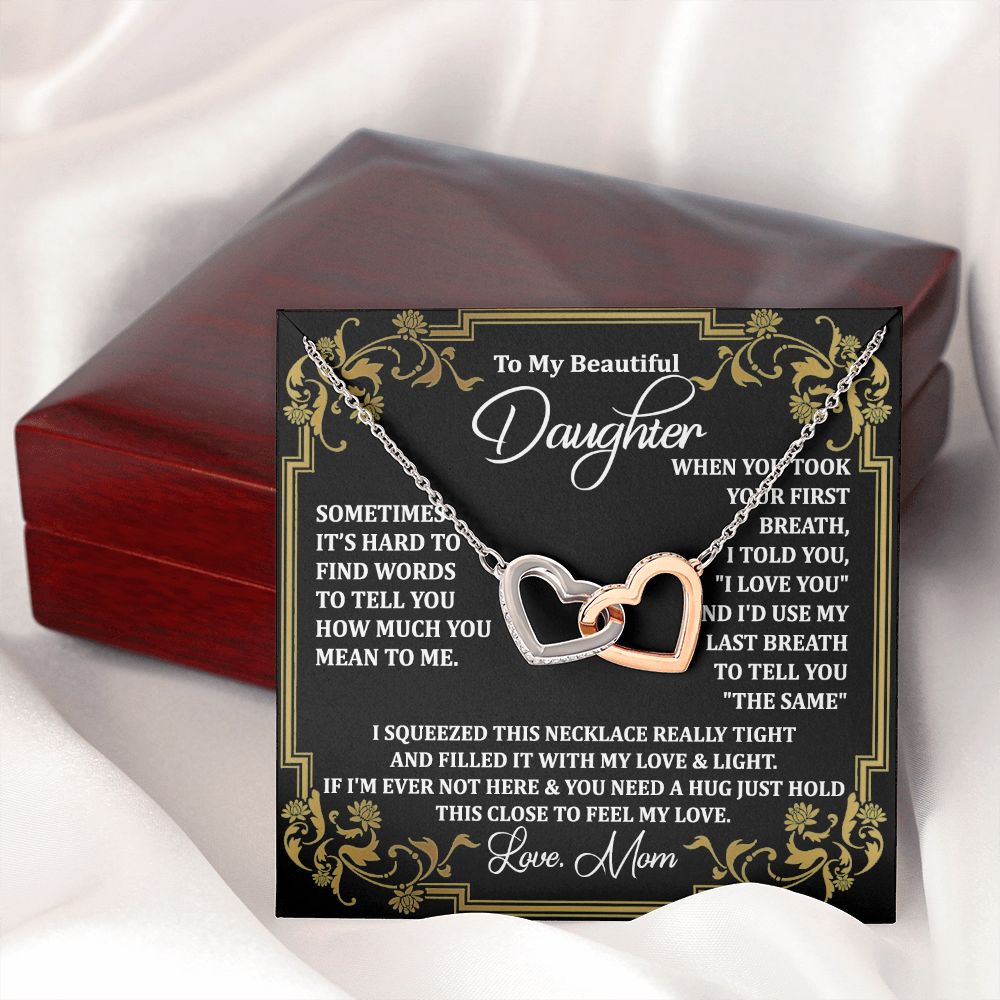 Mother Daughter Gift Ideas, To My Daughter Gift Necklace from Mom, Jewelry Pendant Present for Daughter, Birthday Christmas Gift Graduation Gifts for Daughters, Mother and Daughter Necklace 2134 Interlocking Hearts Necklace
