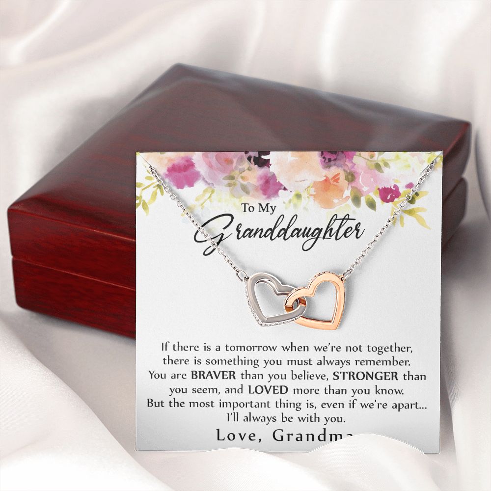 To My Granddaughter Love Knot Necklace, Graduation Gift For Girl From Grandma Interlocking Hearts Necklace