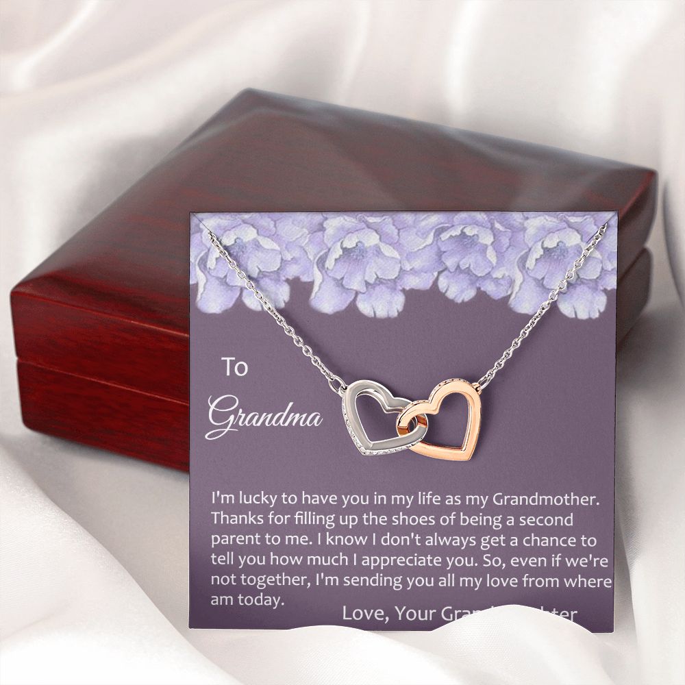 To My Grandma Necklace, Gift for Grandmother Necklace, Mothers Day Gift For Grandma Nana, Grandma Jewelry From Grandchildren GrandKids , Jewelry Box Gift For Grandma Grandmother21 Interlocking Hearts Necklace