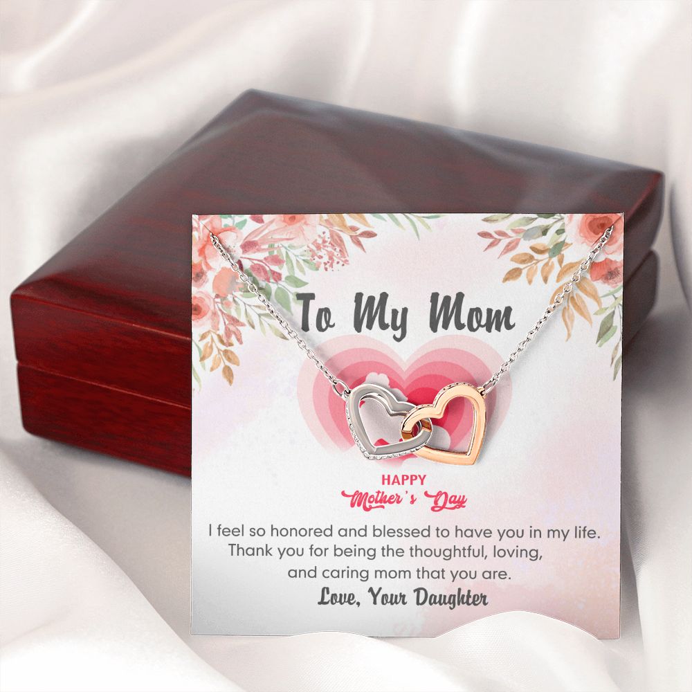 To My Mom Necklace Pendant Gift From Daughter And Happy Mother's Day Gift For Mom Birthday, Anniversary Thank You Interlocking Hearts Necklace