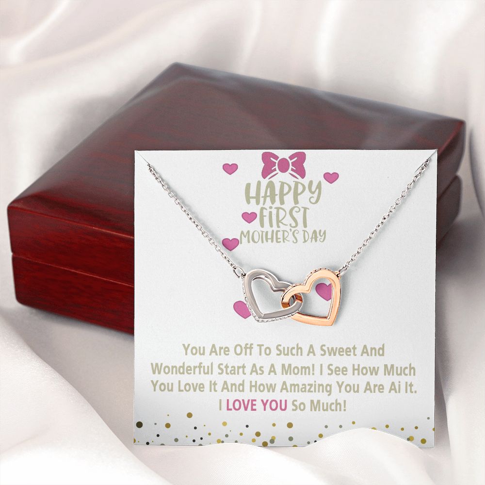 Mom Necklace Gifts for Mom from Daughter to Mom Gifts for Mothers Day from Daughter, To My Mom Necklace from Daughter to Mom Birthday Gifts Necklace with Message Card and Gift Box15 Interlocking Hearts Necklace
