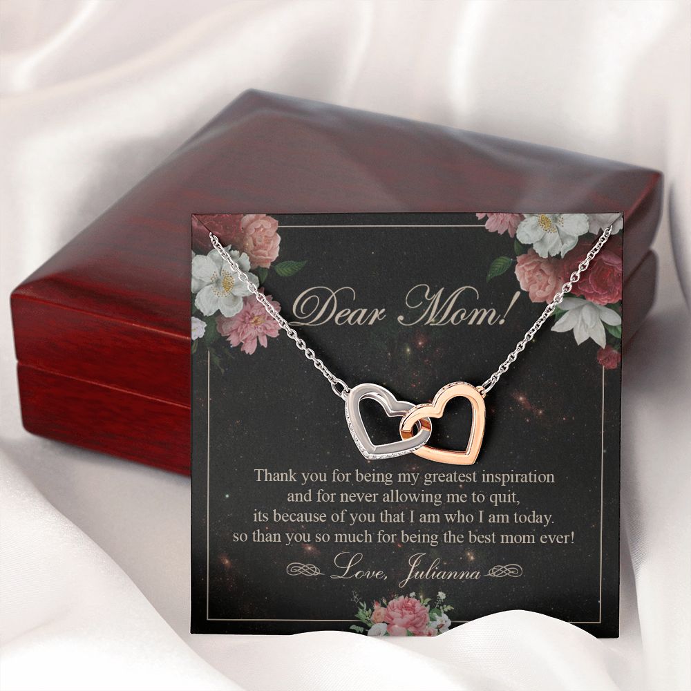 To My Mom Necklace, Gift For Mom On Mother's Day Thank You Mom Gifts From Kids Mom Julianna Interlocking Hearts Necklace