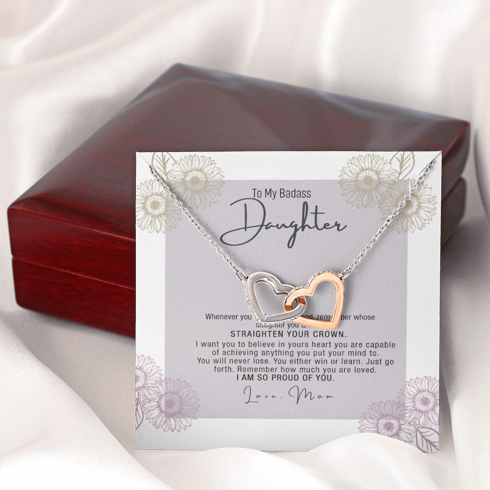 Bonus Daughter Gifts From Stepdad, Step Daughter Gifts From Stepmom, Stepdaughter Gifts From Stepdad, Father Stepdaughter Necklace, To My Bonus Daughter Necklaces, Christmas Gifts For Bonus5 Interlocking Hearts Necklace