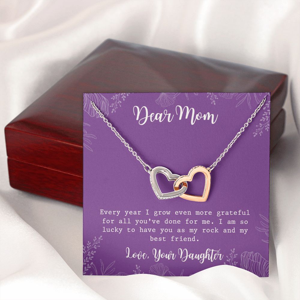 Mom Necklace Gifts for Mom from Daughter to Mom Gifts for Mothers Day from Daughter, To My Mom Necklace from Daughter to Mom Birthday Gifts Necklace with Message Card and Gift Box2234 Interlocking Hearts Necklace