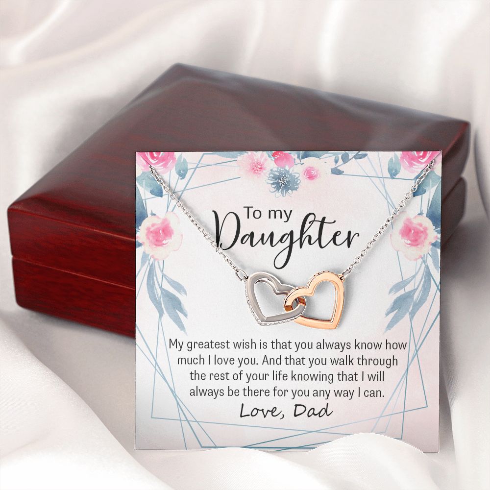 To My Daughter Gift Necklace from Mom, Mother and Daughter Necklace for Girls, Mother Daughter Gift Ideas, Jewelry Pendant Interlocking Hearts Necklace