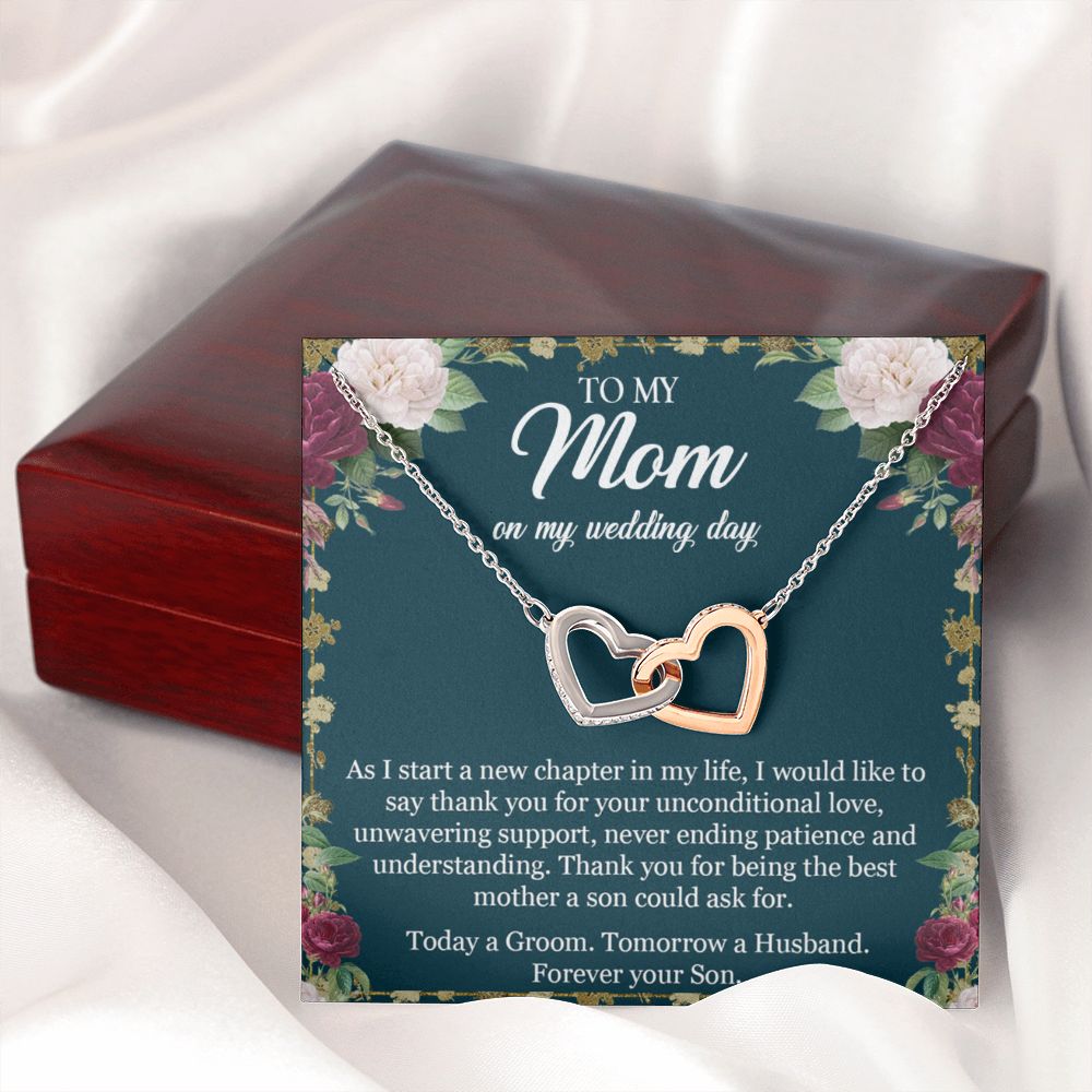 To My Mom Necklace, Gift For Mom, Mother's Day Gift from Daughter, Mom Jewelry Gift for Mothers Day, Birthday Gift for Mother, Moms Gift from Daughter Son, Necklace for Mom Mother 3 Interlocking Hearts Necklace