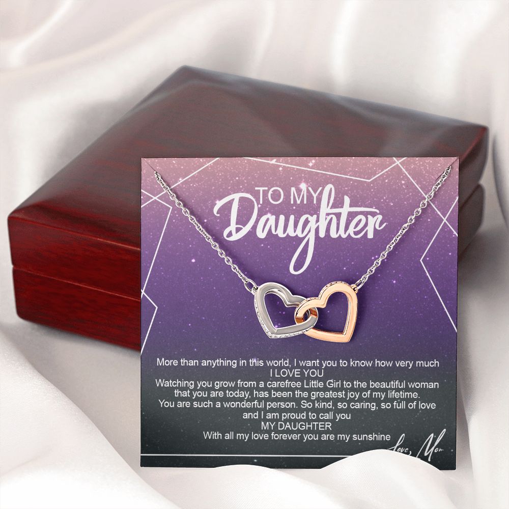 To My Daughter Alluring Beautiful Necklace, Jewelry For Daughter, Daughter Gift Interlocking Hearts Necklace