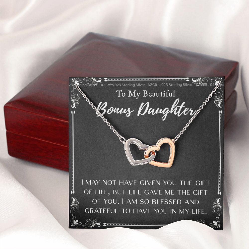 Personalized Gift - To My Bonus Daughter - Interlocking Hearts Necklace, Step daughter, Adopted daughter, daughter in law gift, future daughter Interlocking Hearts Necklace