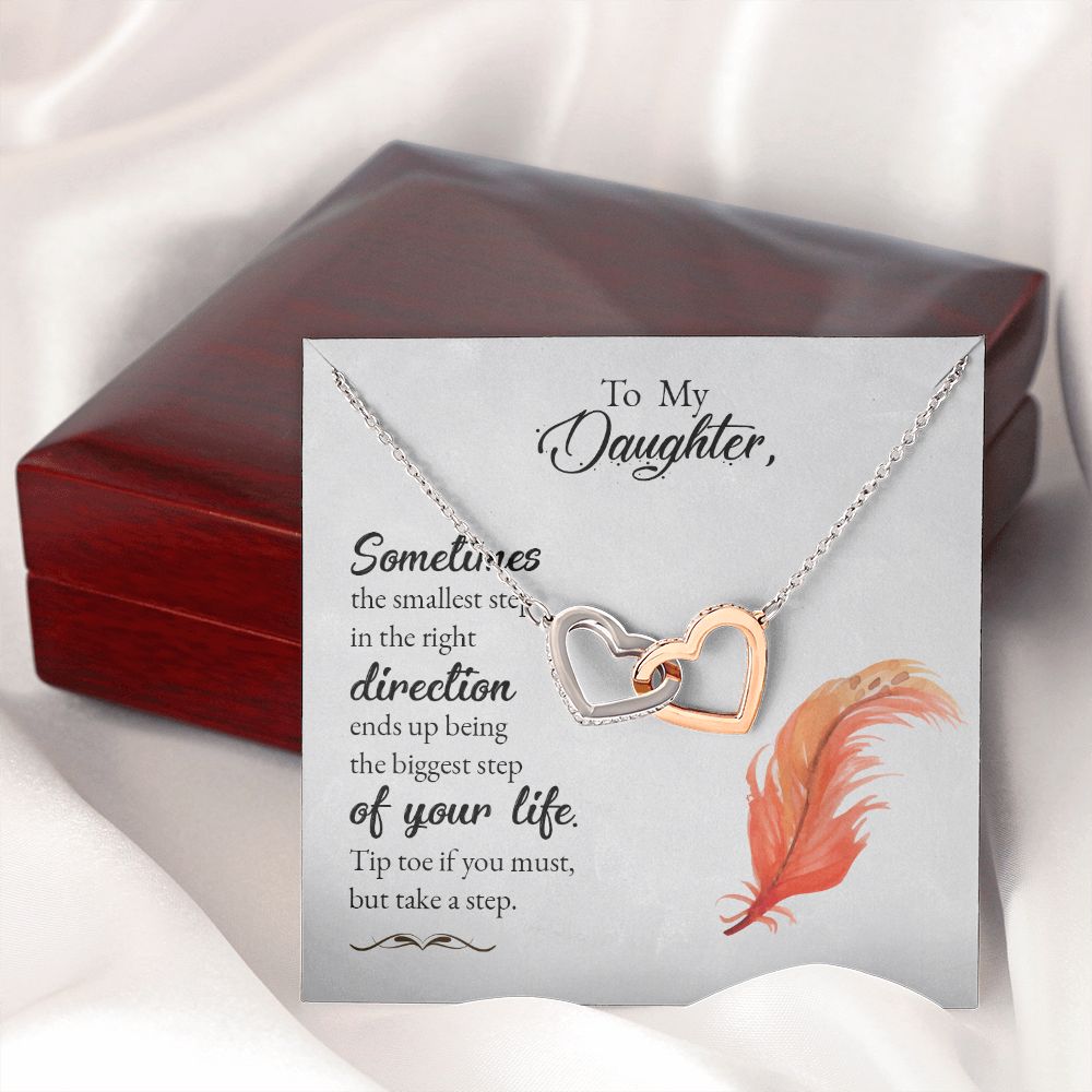 To My Daughter Necklace Pendant Gift From Mom Necklace Tip Toe If You Must With Message Card Gift Box Gift For To Daughter, Daughter In Law On Birthday Anniversary Interlocking Hearts Necklace