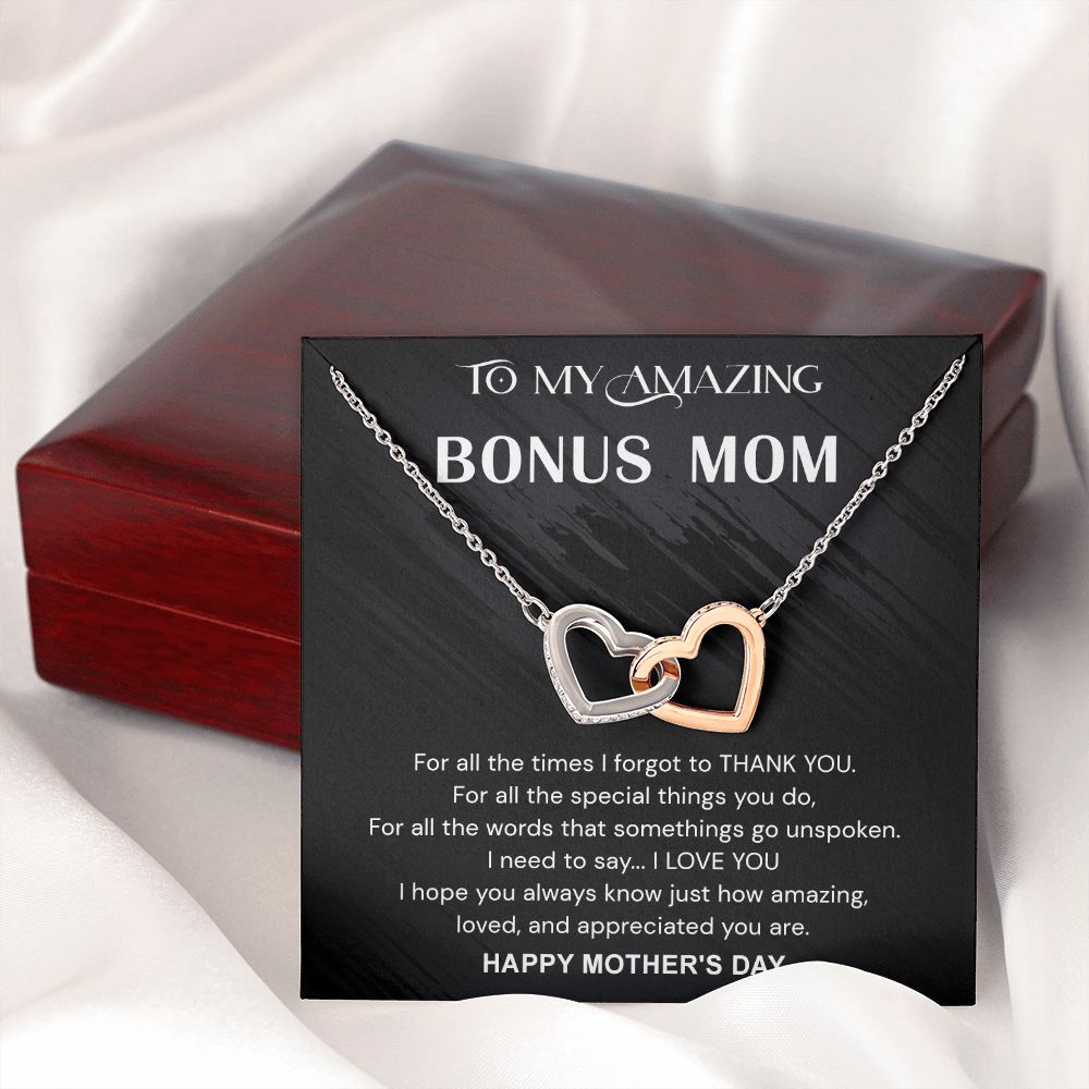 Mother's Day Gifts For Bonus Mom, Bonus Mom Mothers Day Gift, Bonus Mom Necklace, Gift For Bonus Mom On Mother's Day Interlocking Hearts Necklace