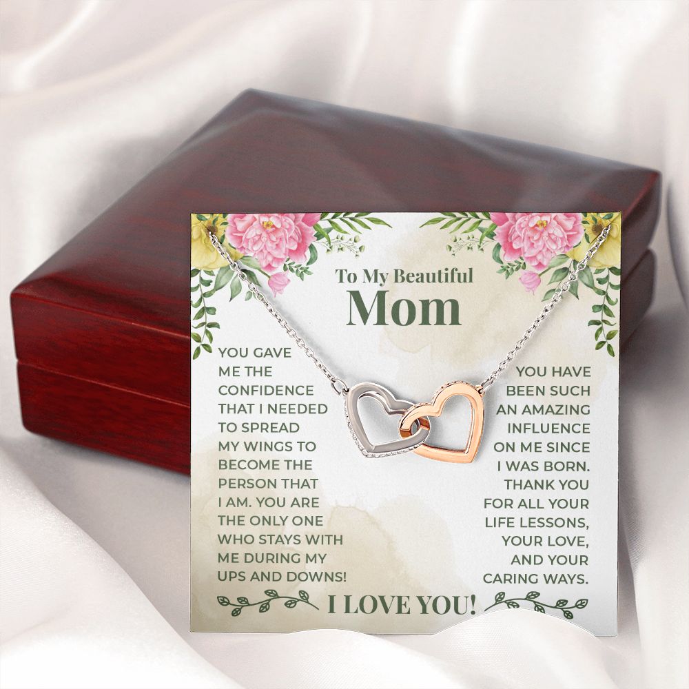 Mom Necklace Gifts for Mom from Daughter to Mom Gifts for Mothers Day from Daughter, To My Mom Necklace from Daughter to Mom Birthday Gifts Necklace with Message Card and Gift Box22 Interlocking Hearts Necklace
