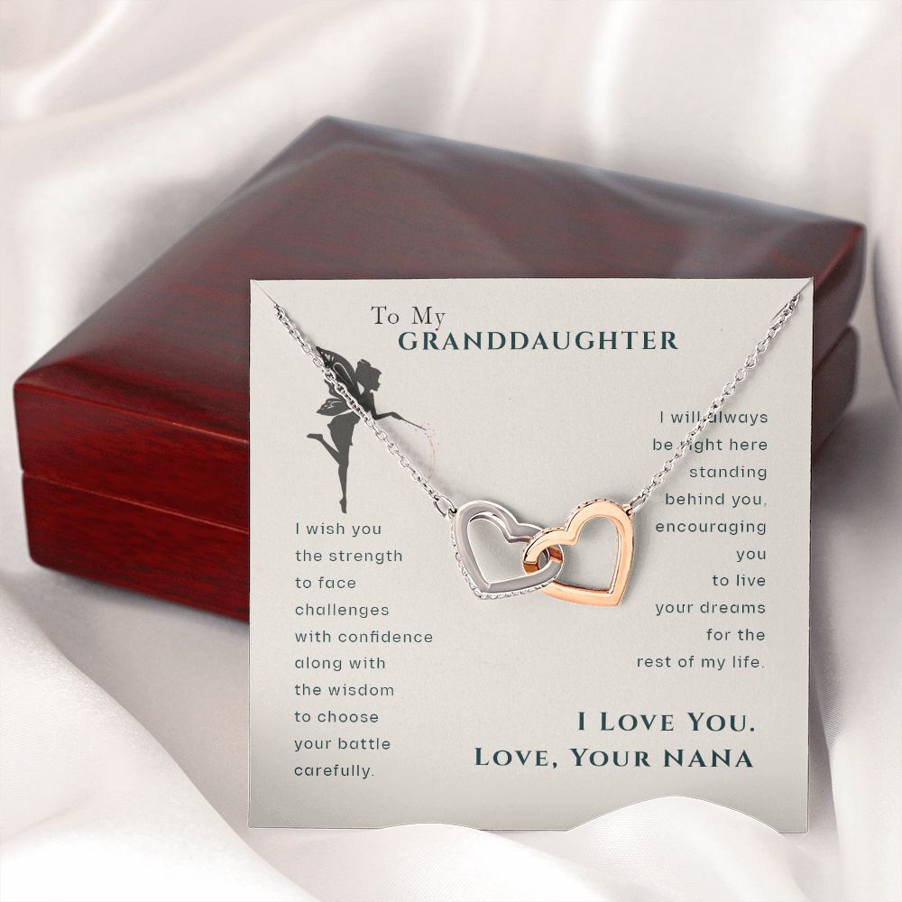 To My Granddaughter Dragonfly Necklace, Gift for Granddaughter From Nana Interlocking Hearts Necklace