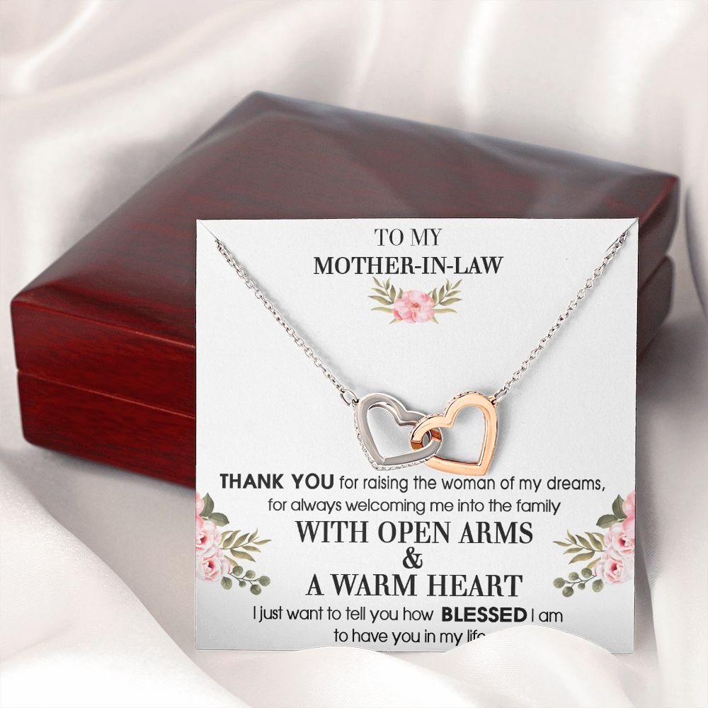 To My Mother-In-Law From Son-In-Law Thank You For Raising Interlocking Hearts Necklace