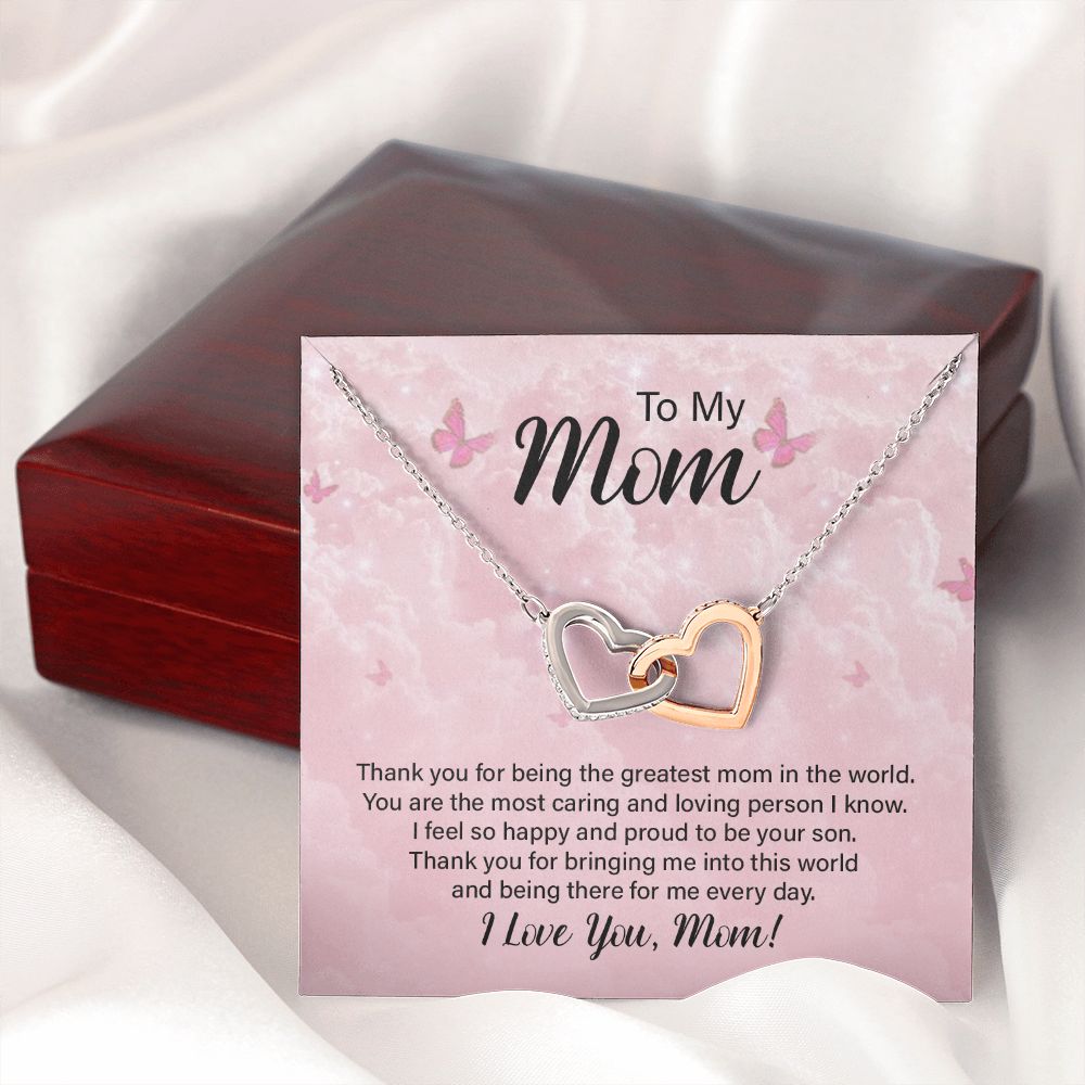 To My Mom Necklace, Gift For Mom, Mother's Day Gift from Daughter, Mom Jewelry Gift for Mothers Day, Birthday Gift for Mother, Moms Gift from Daughter Son, Necklace for Mom Mother 24 Interlocking Hearts Necklace