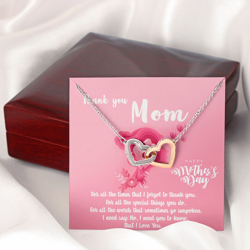 Mom Necklace Gifts for Mom from Daughter to Mom Gifts for Mothers Day from Daughter, To My Mom Necklace from Daughter to Mom Birthday Gifts Necklace with Message Card and Gift Box5 Interlocking Hearts Necklace
