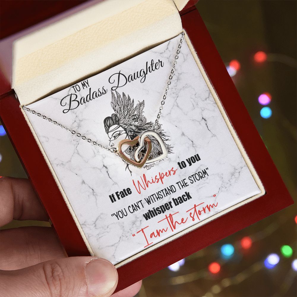 Bonus Daughter Gifts From Stepdad, Step Daughter Gifts From Stepmom, Stepdaughter Gifts From Stepdad, Father Stepdaughter Necklace, To My Bonus Daughter Necklaces, Christmas Gifts For Bonus10 Interlocking Hearts Necklace