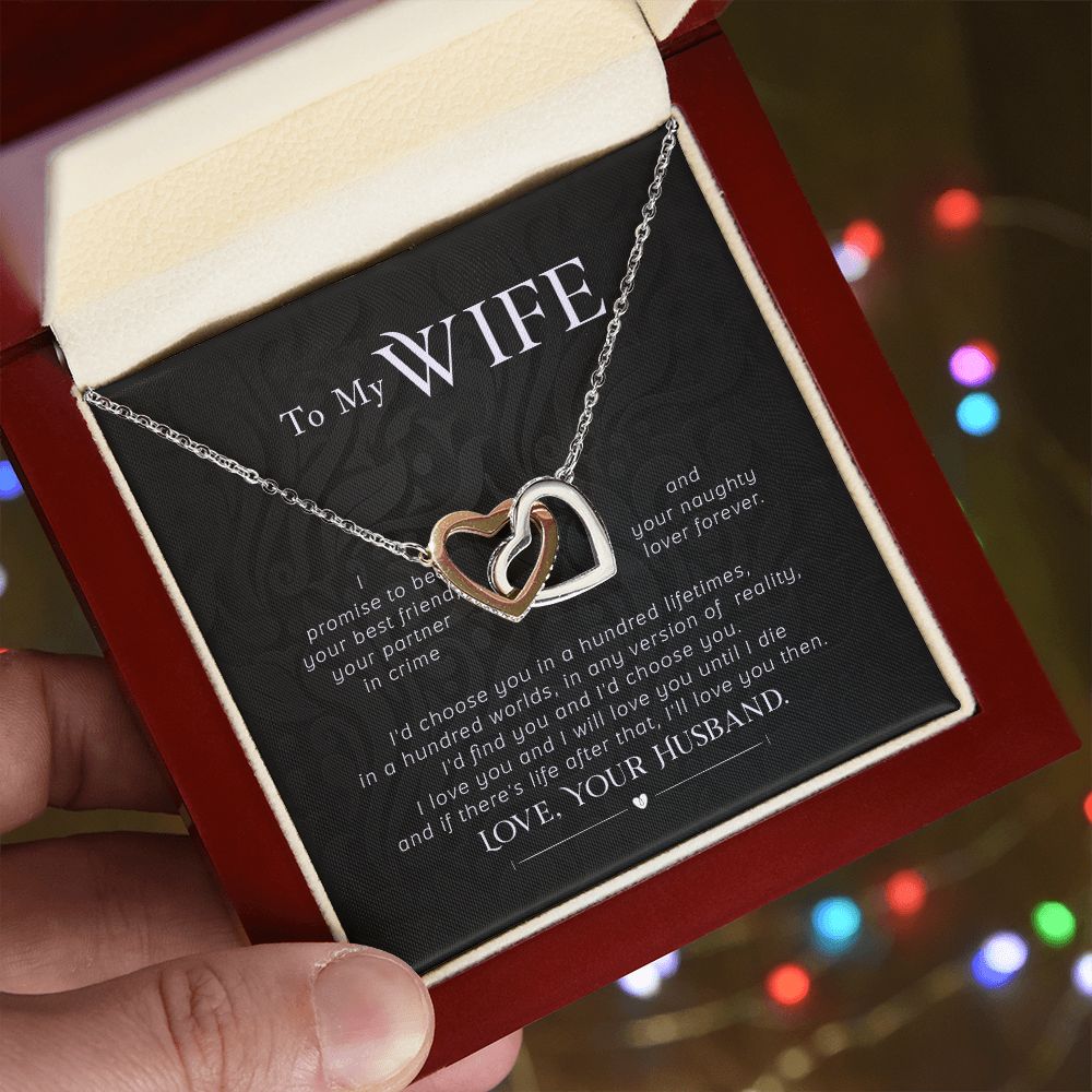 To My Wife Necklace Pendant Gift From Husband I'll Love You Then With Message Card and Gift Box. Valentine's Day Gift For Wife Future Wife Interlocking Hearts Necklace
