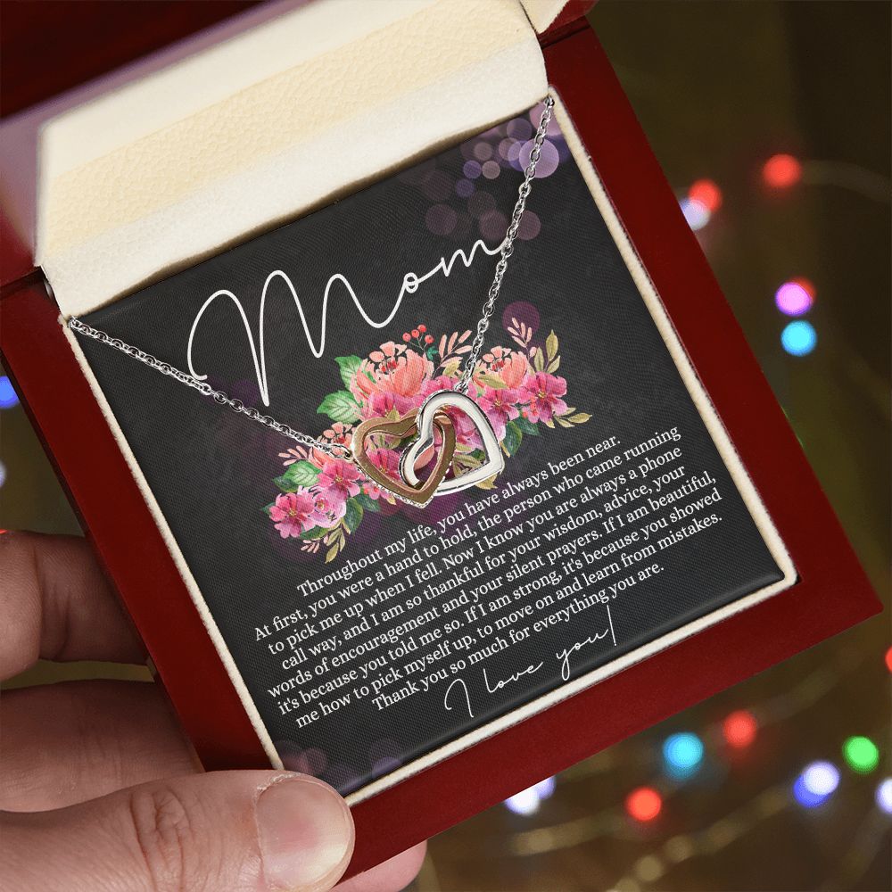 To My Mom Necklace, Mom Gifts, Mom Jewelry Box, Necklace for Mom, Gifts for Mom, Mother's Day Necklace Jewelry Gift For Mom, Birthday Gift For Mom, Thank you Mom Gift Interlocking Hearts Necklace