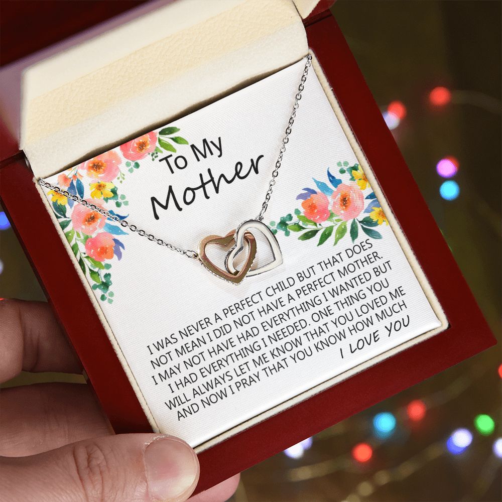 To My Mom Necklace Pendant Gift From Daughter And Happy Mother's Day Gift For Mom Birthday, Anniversary A Perfect Child Interlocking Hearts Necklace