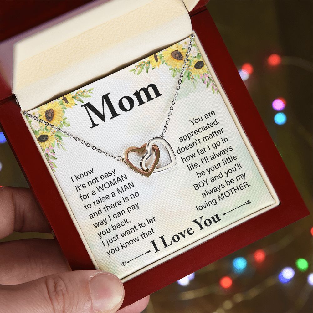 To My Mom Necklace, Gift For Mom, Mother's Day Gift from Daughter, Mom Jewelry Gift for Mothers Day, Birthday Gift for Mother, Moms Gift from Daughter Son, Necklace for Mom Mother 20 Interlocking Hearts Necklace