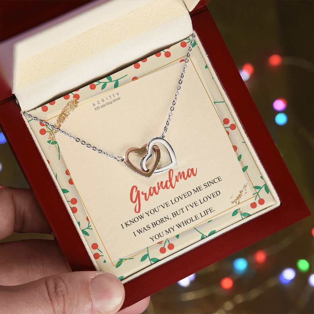 To My Grandma Necklace, Gift for Grandmother Necklace, Mothers Day Gift For Grandma Nana, Grandma Jewelry From Grandchildren GrandKids , Jewelry Box Gift For Grandma Grandmother15 Interlocking Hearts Necklace