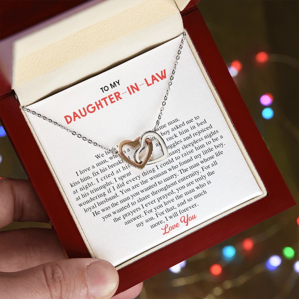To My Daughter-in-Law Alluring Beauty Necklace Birthday Graduation Gift For Her Interlocking Hearts Necklace