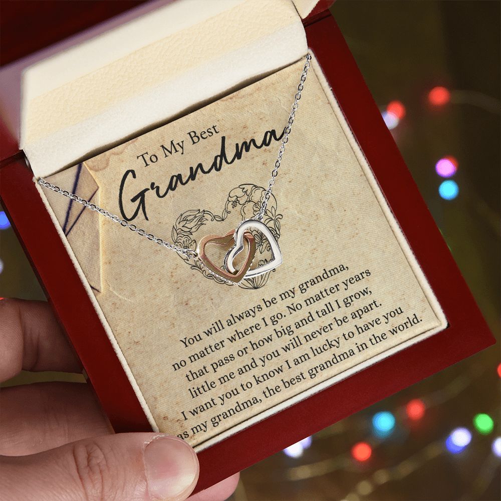 To My Grandma Necklace, Gift for Grandmother Necklace, Mothers Day Gift For Grandma Nana, Grandma Jewelry From Grandchildren GrandKids , Jewelry Box Gift For Grandma Grandmother6 Interlocking Hearts Necklace