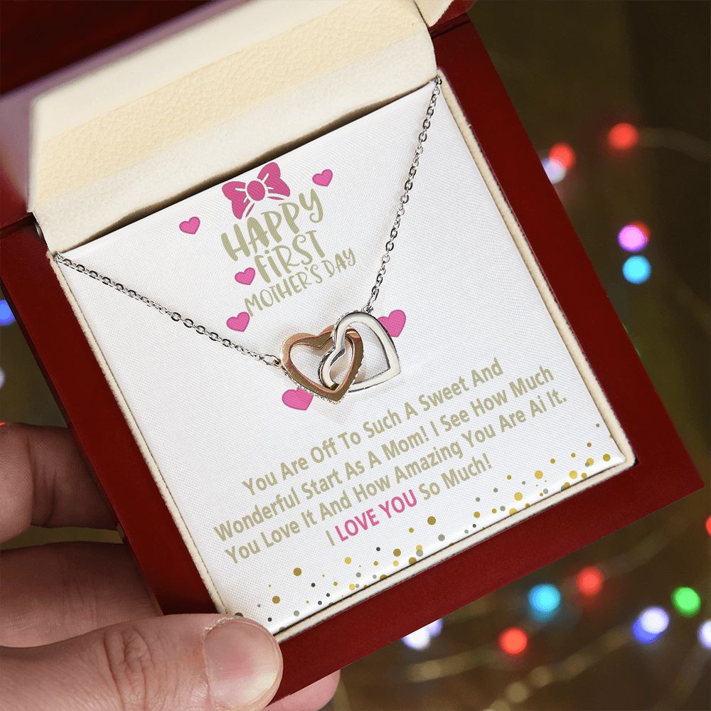 Mom Necklace Gifts for Mom from Daughter to Mom Gifts for Mothers Day from Daughter, To My Mom Necklace from Daughter to Mom Birthday Gifts Necklace with Message Card and Gift Box15 Interlocking Hearts Necklace